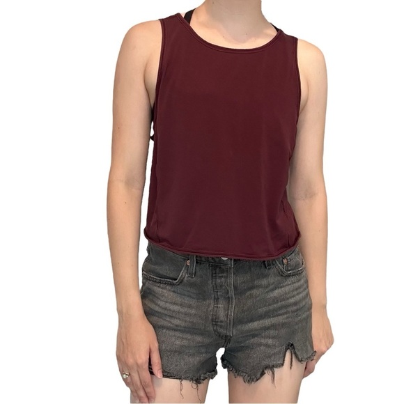 Lululemon Tank Top Twist Back Maroon Workout Gym Yoga Summer Size Medium - Picture 3 of 6